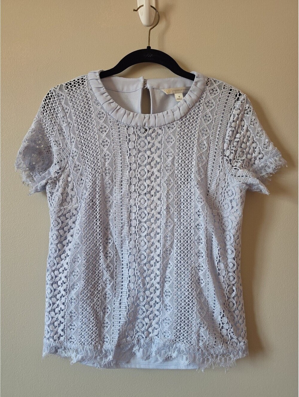 LC Lauren Conrad Women's Top Size Medium soft blue lace detailing
